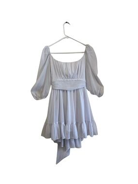 LUCY IN THE SKY White Shimmery Puff-Sleeve Backless Mini Dress
